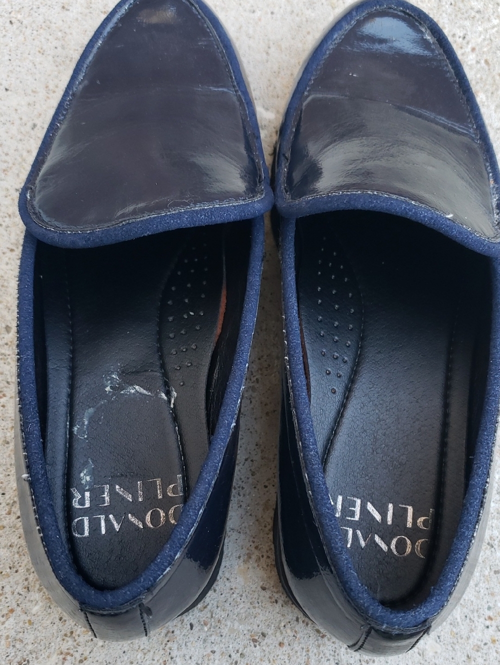 Donald Pliner Eclipse Dark Blue Patent Leather Loafers Shoes Size 6 Old Money - Picture 13 of 16
